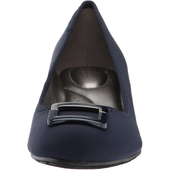 Bandolino Womens Blue Navy Closed Rounded Toe Flexible Wedge Flat Tad Pump - Picture 2 of 8